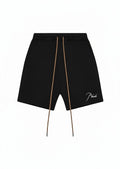 RHUDE EMBROIDERD LOGO BLACK SWEATSHORT