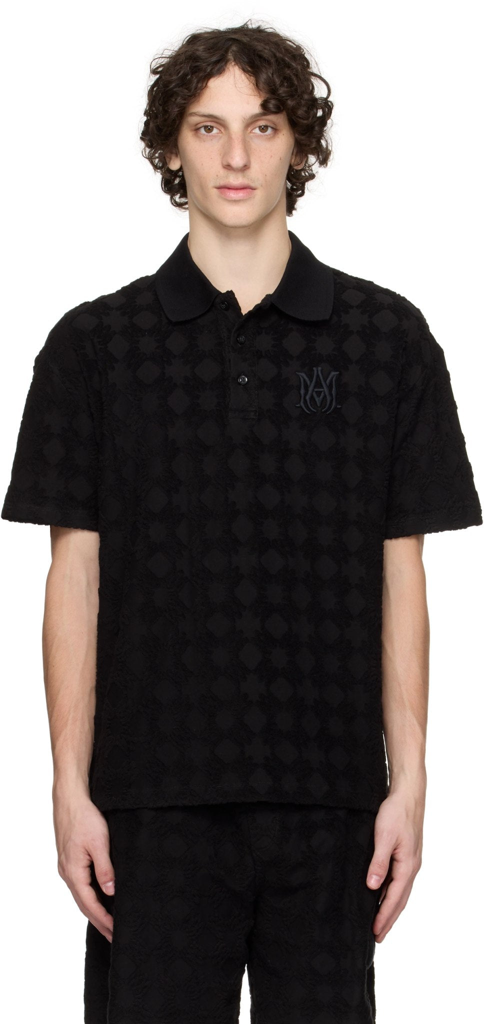 AMIRI MA QUAD TOWELING POLO BLACK