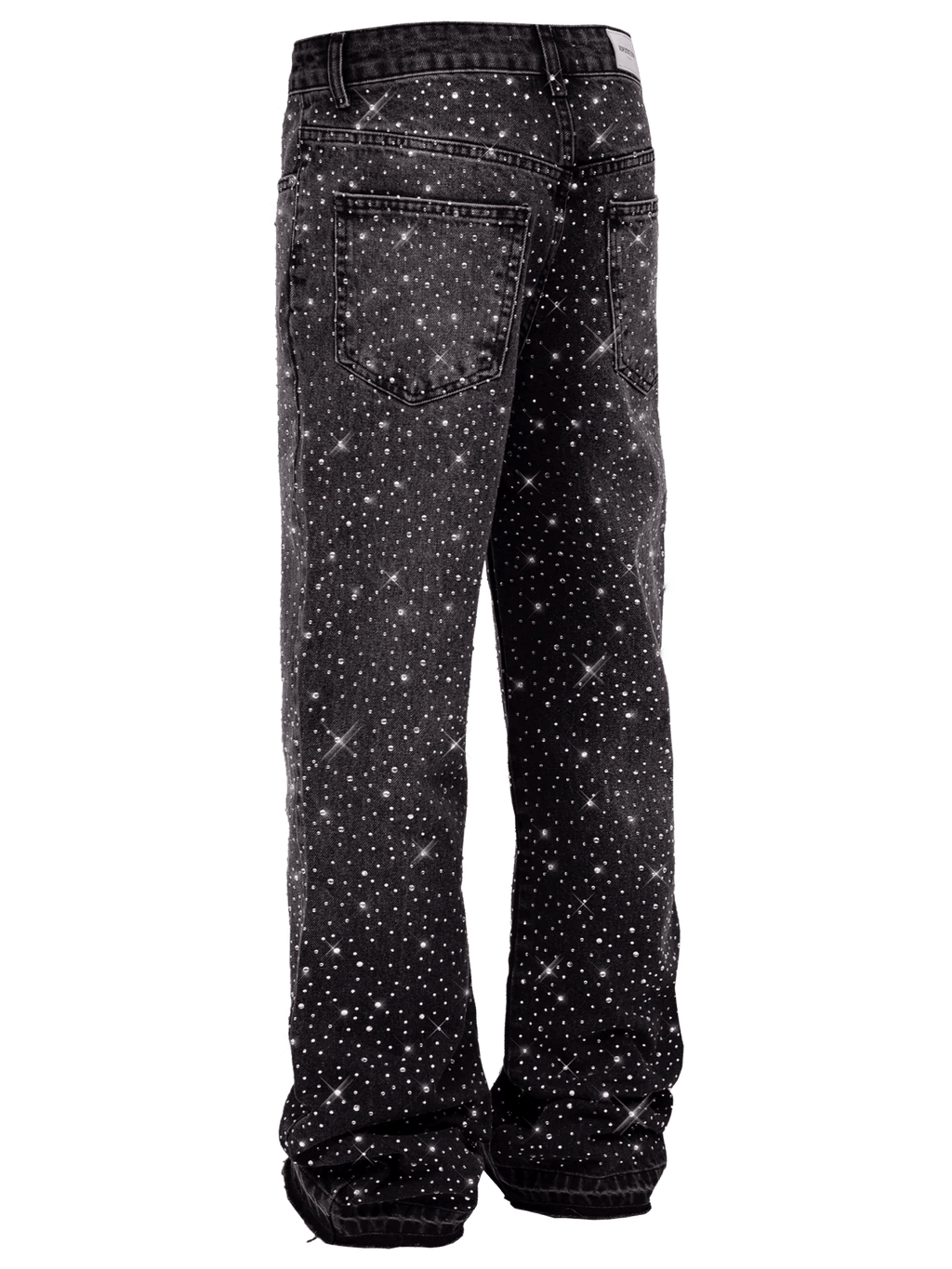 REPUTATION CRYSTALS FLARE DENIM BLACK PANTS