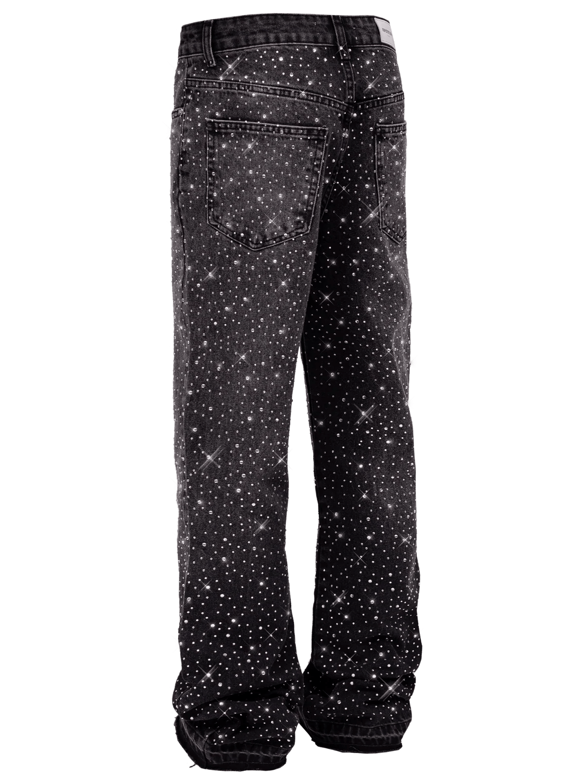 REPUTATION CRYSTALS FLARE DENIM BLACK PANTS