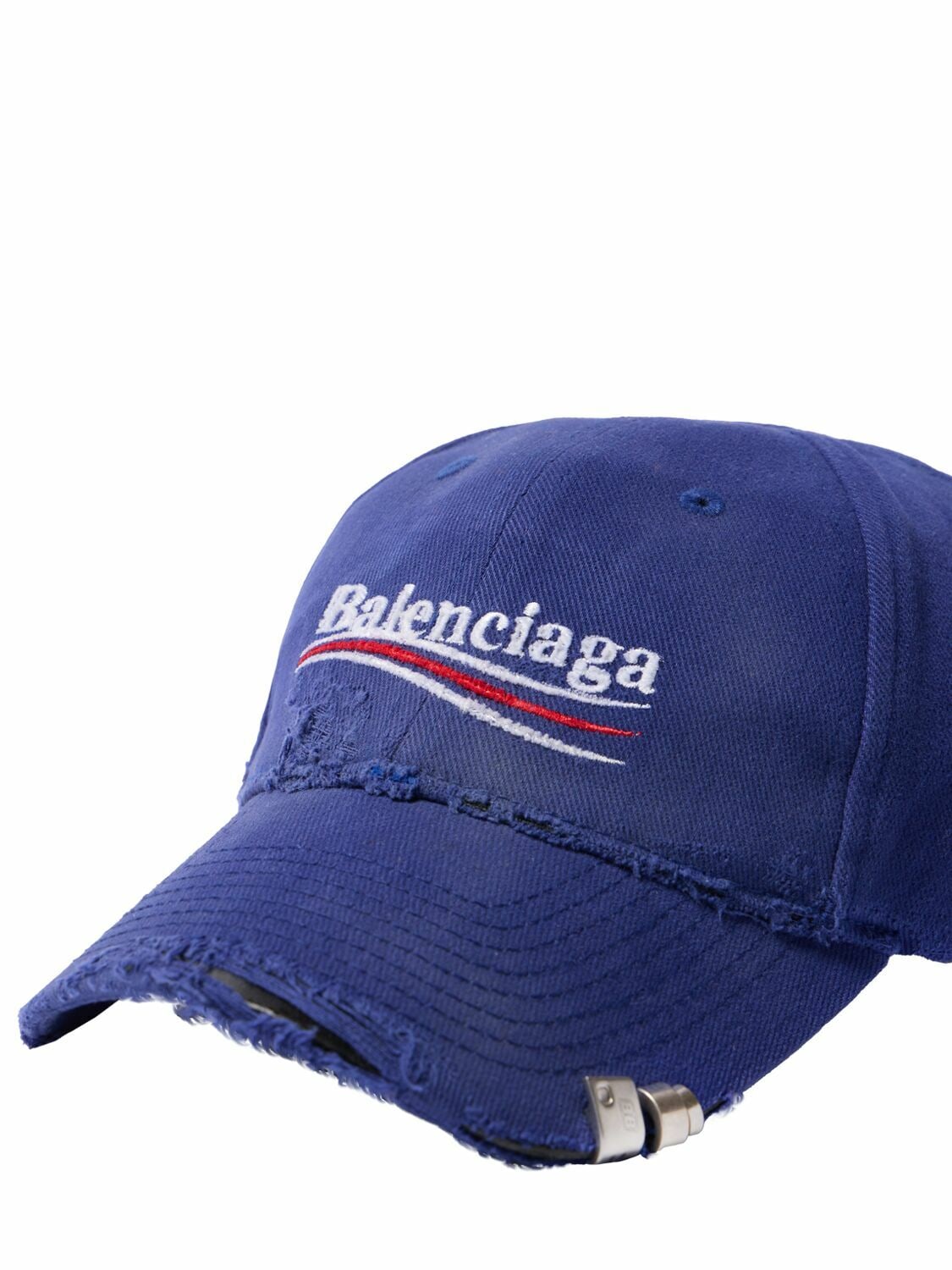 BALENCIAGA POLITICAL COTTON DRILL HAT BLUE
