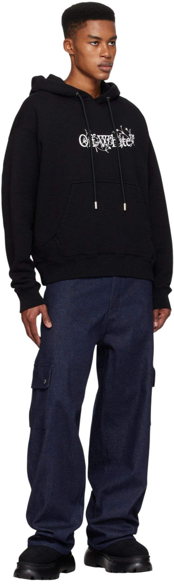 OFF WHITE BOOKISH FLORAL BLACK HOODIE