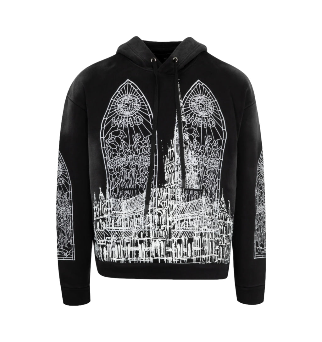 WHO DECIDES WAR CATHEDRAL EMBROIDERY HOODIE