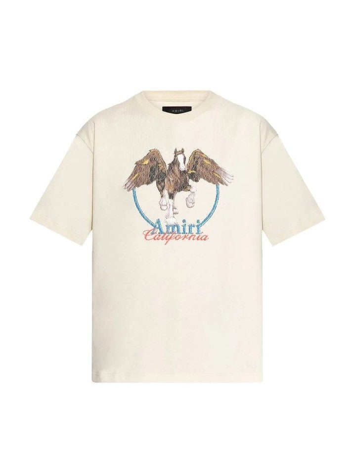 AMIRI VINTAGE WASH PEGASUS T-SHIRT ALABASTER