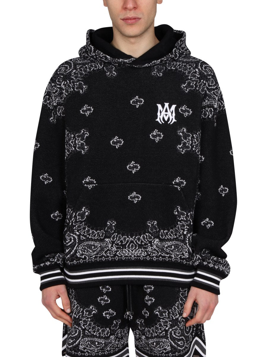 AMIRI BANDANA KNIT HOODIE BLACK