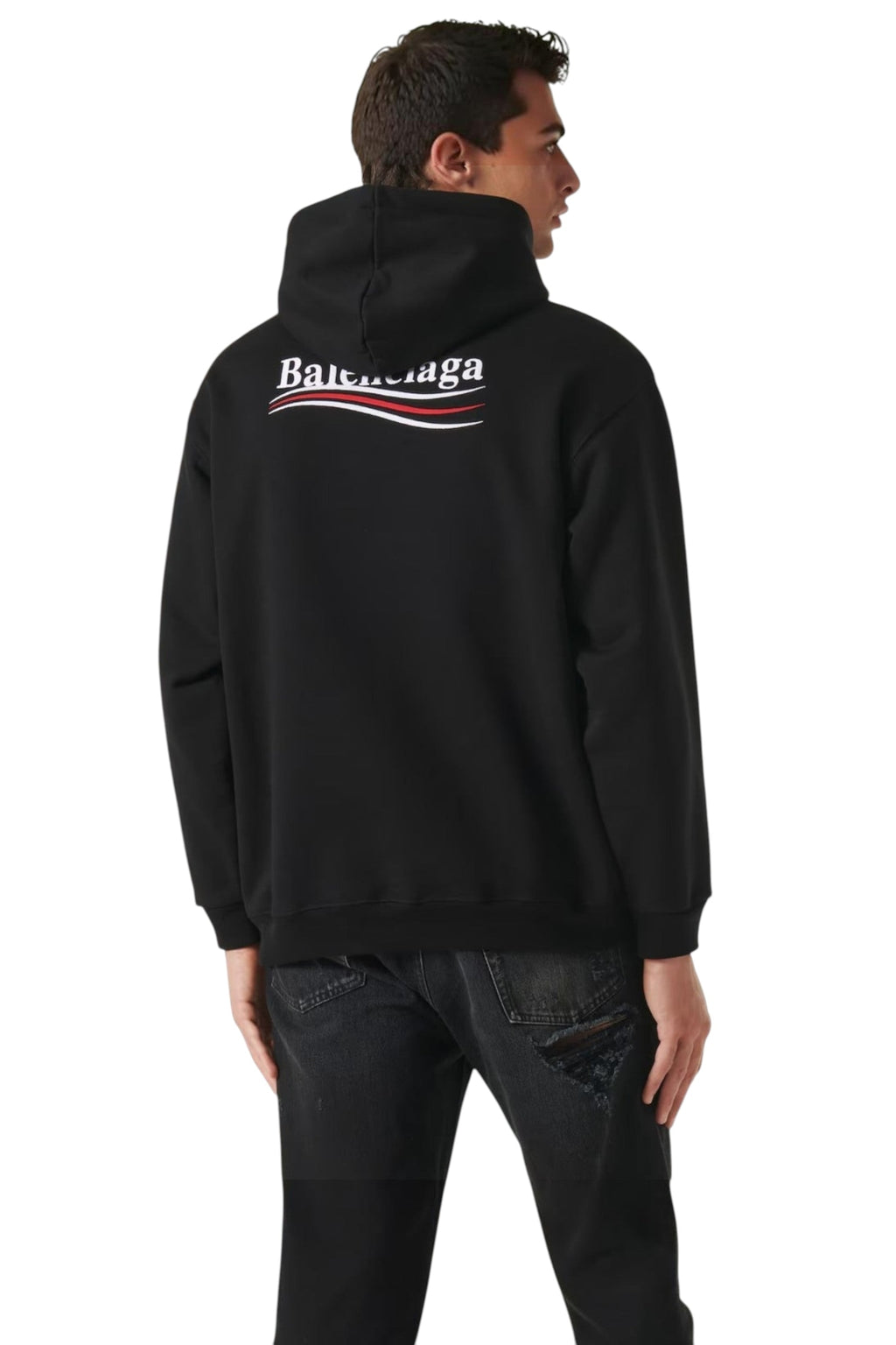 BALENCIAGA POLITICAL CAMPAIGN LOGO OVERSIZED HOODIE BLACK