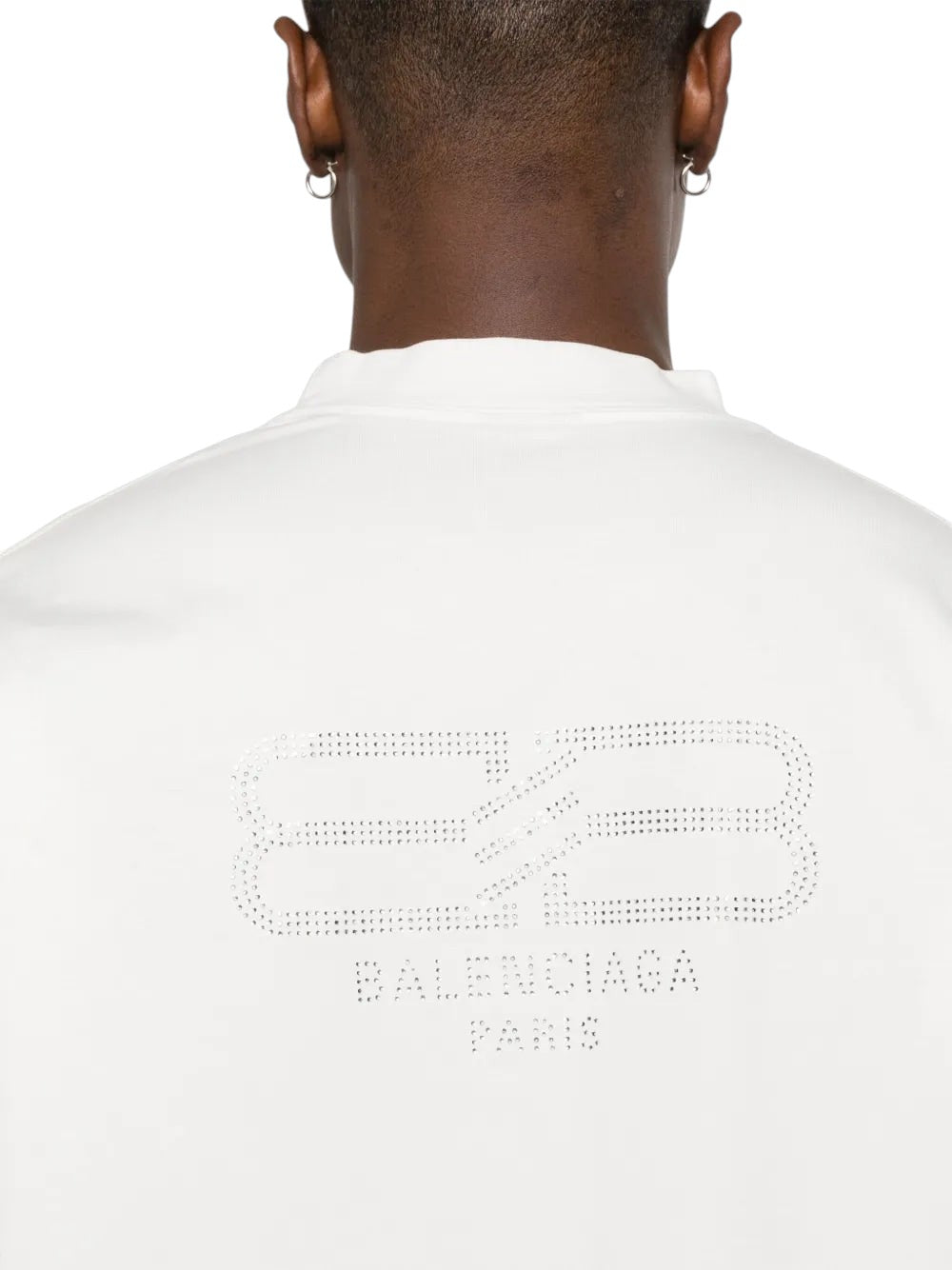 BALENCIAGA BB LOGO RHINESTONES T SHIRT WHITE