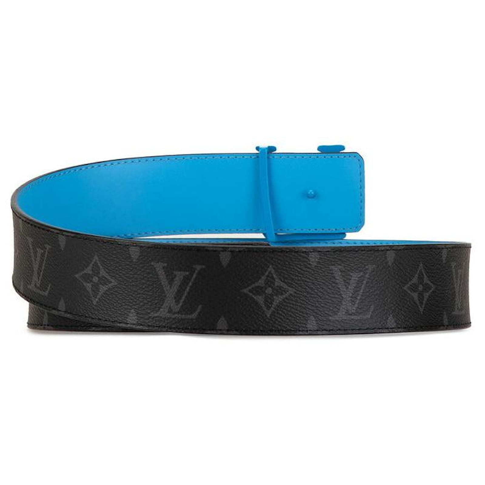 LOUIS VUITTON BLUE INITIALS LV ECPLISE BELT BLACK
