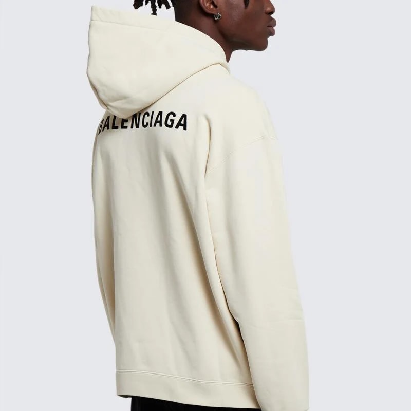 BALENCIAGA MINI BACK LOGO HOODIE BEIGE