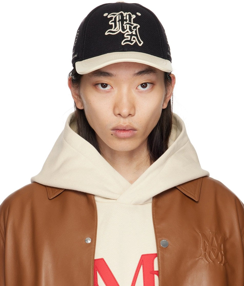 AMIRI MA SPIRIT LOGO HAT BLACK CREAM