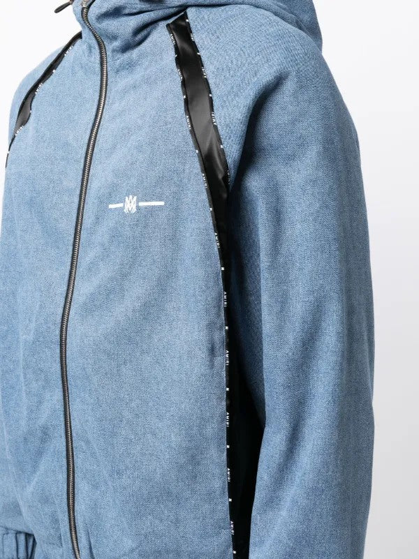 AMIRI LOGO PRINT DENIM TRACK JACKET