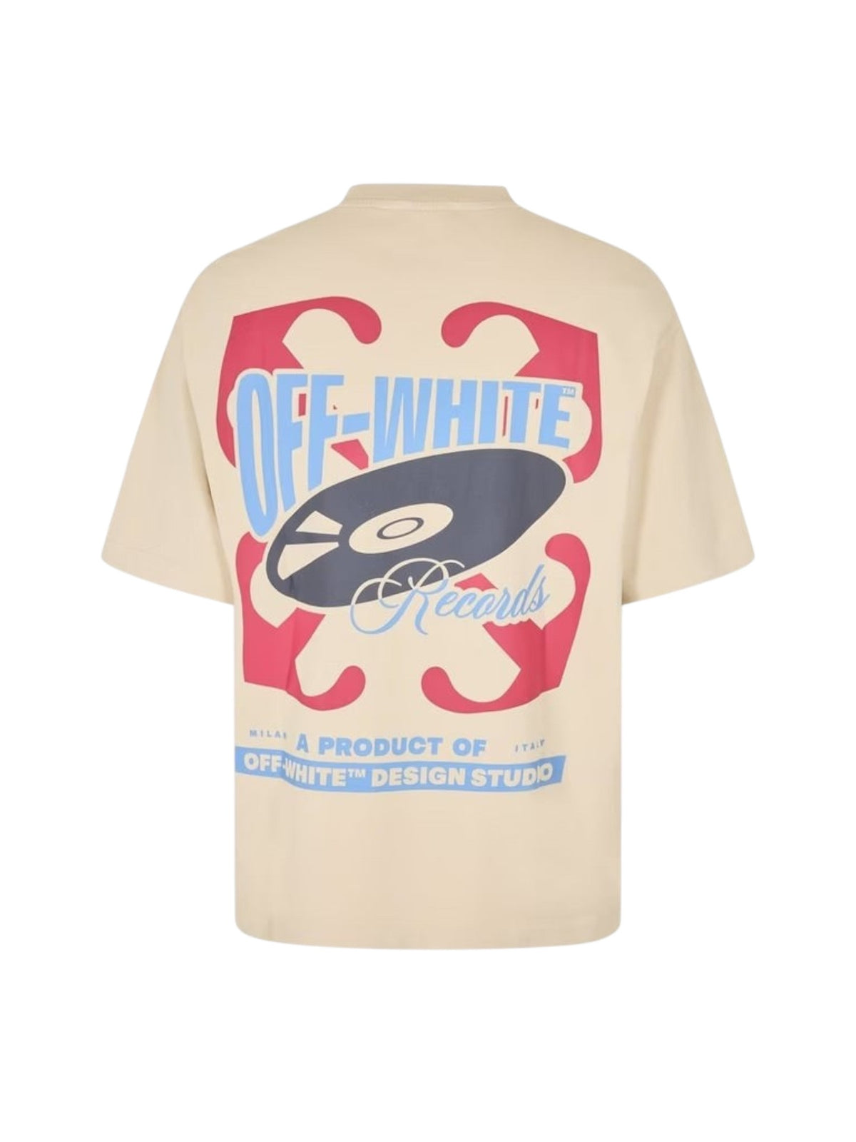 OFF WHITE BEIGE RECORDS LOGO OVERSIZED SKATE TEE