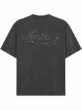 AMIRI STUD LOGO WASHED BLACK T-SHIRT