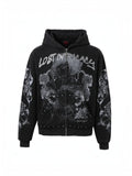 LOST INTRICACY 'TWIN TIGER' BLACK ZIP UP HOODIE