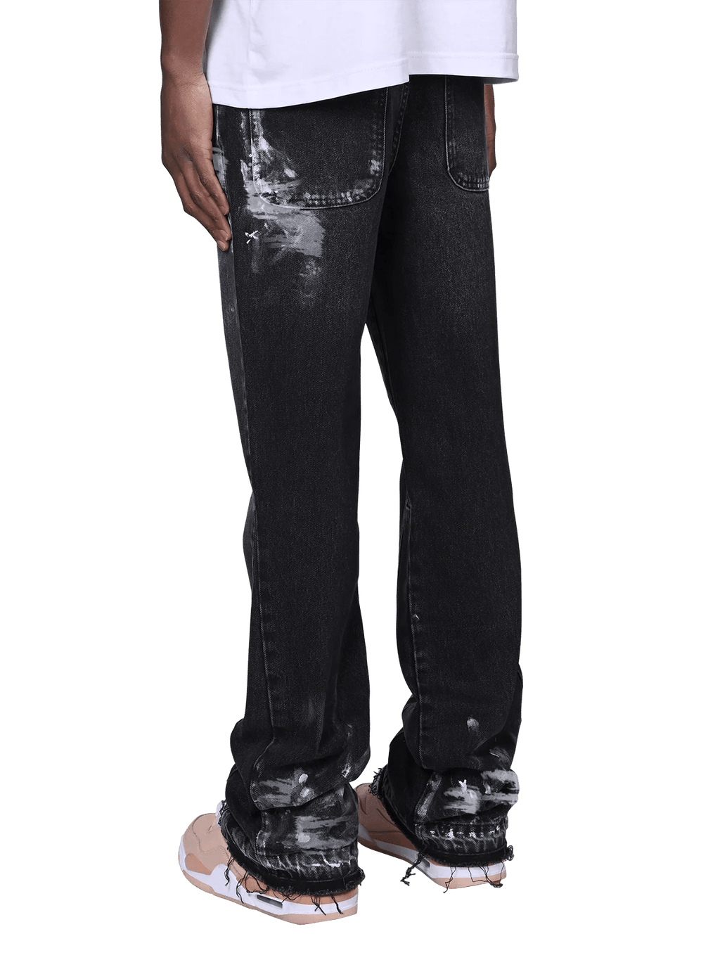 REPUTATION FLARE PAINTERS DENIM BLACK PANTS