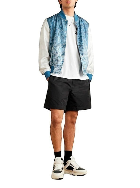 AMIRI PAINT SPLATTER GRADIENT LOGO PRINT SILK TWILL BOMBER JACKET