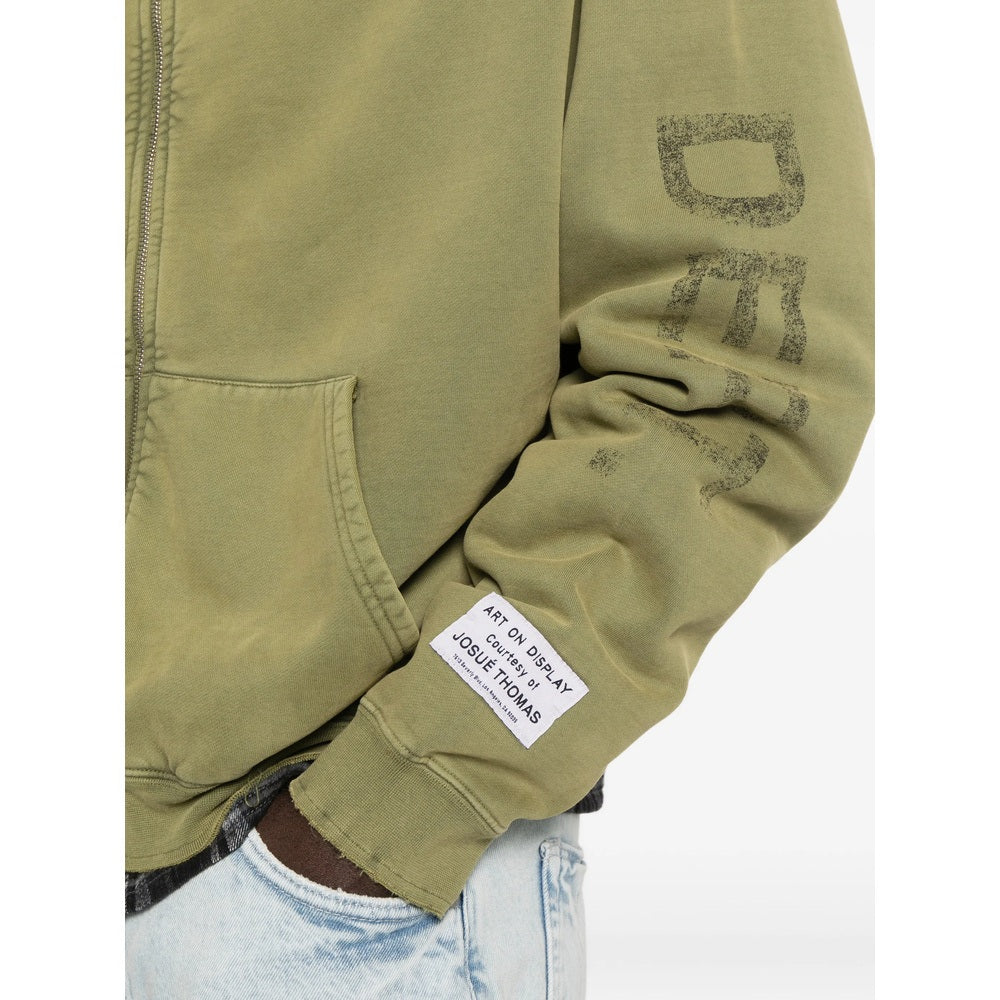 GALLERY DEPT. GREEN ZIP HOODED SWEATSHIRT