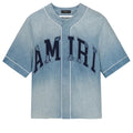AMIRI BLUE SUNFADED BASEBALL DENIM SHIRT