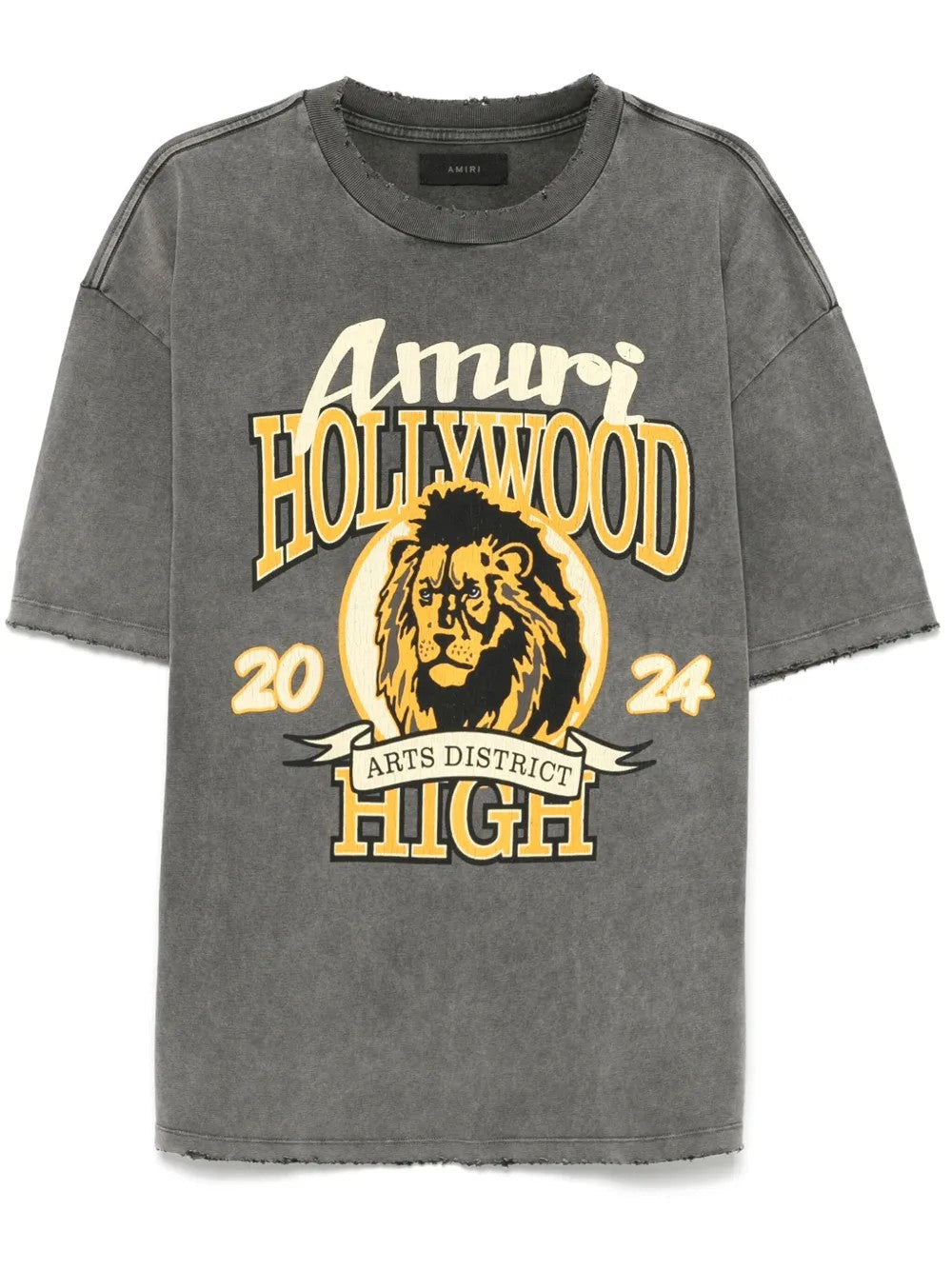 AMIRI HIGH LION DISTRESSED T-SHIRT WASHED GREY