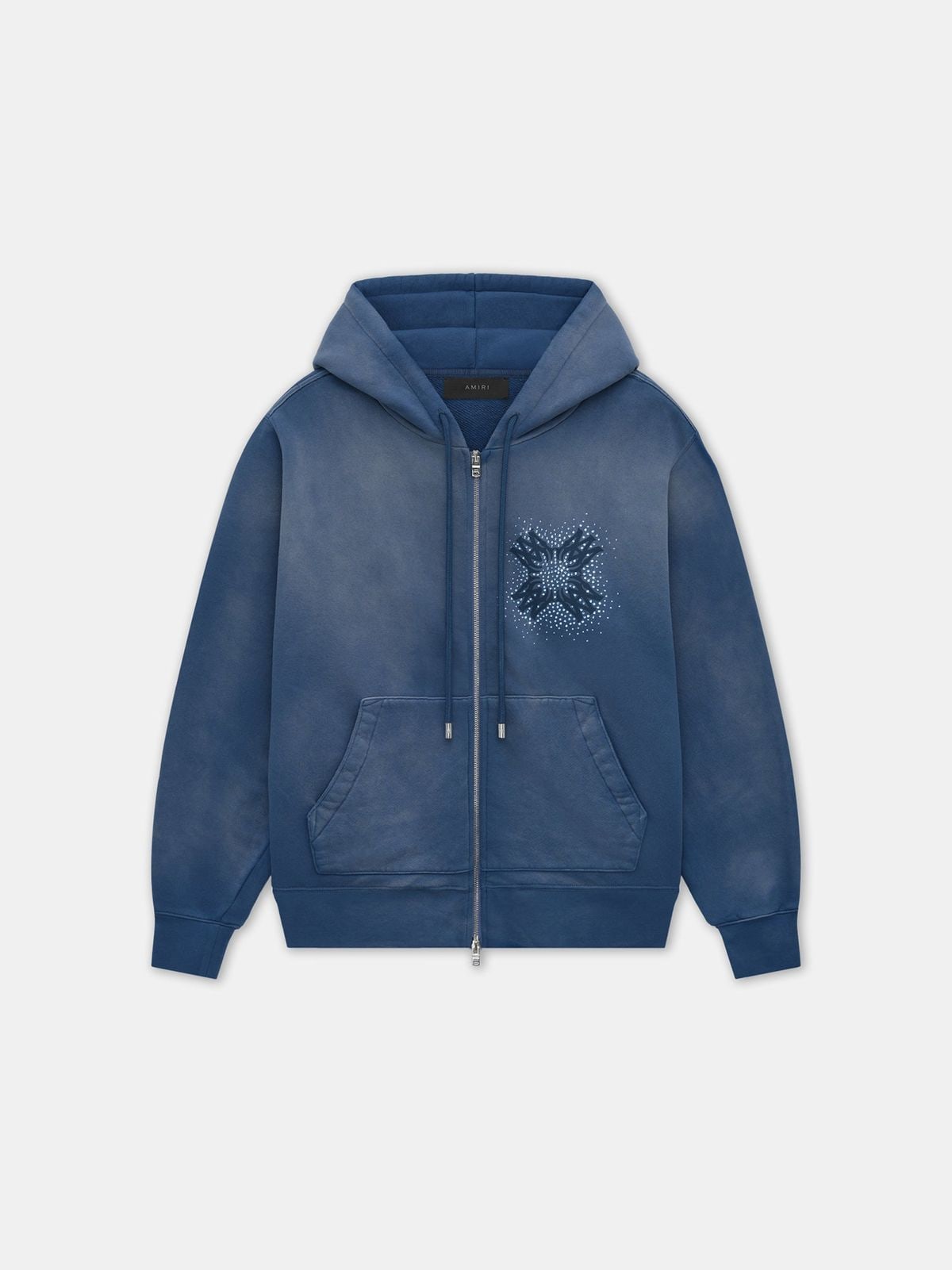 AMIRI QUAD CRYSTAL ZIP HOODIE BLUE