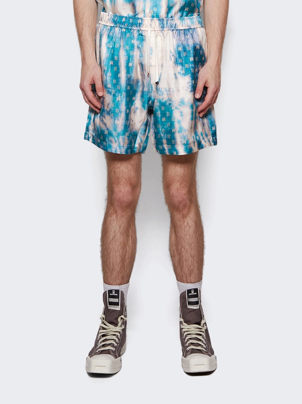 AMIRI BLEACHED PAISLEY MA SILK SHORT AQUA