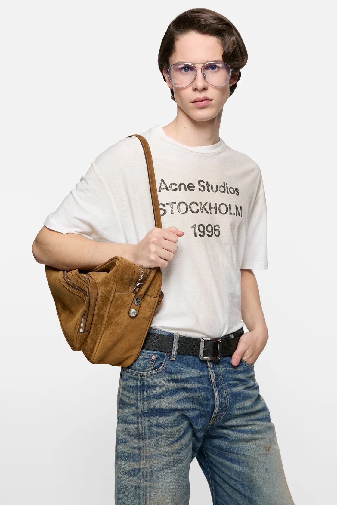 ACNE STUDIOS DUSTY WHITE SPRAYED 1996 LOGO T-SHIRT
