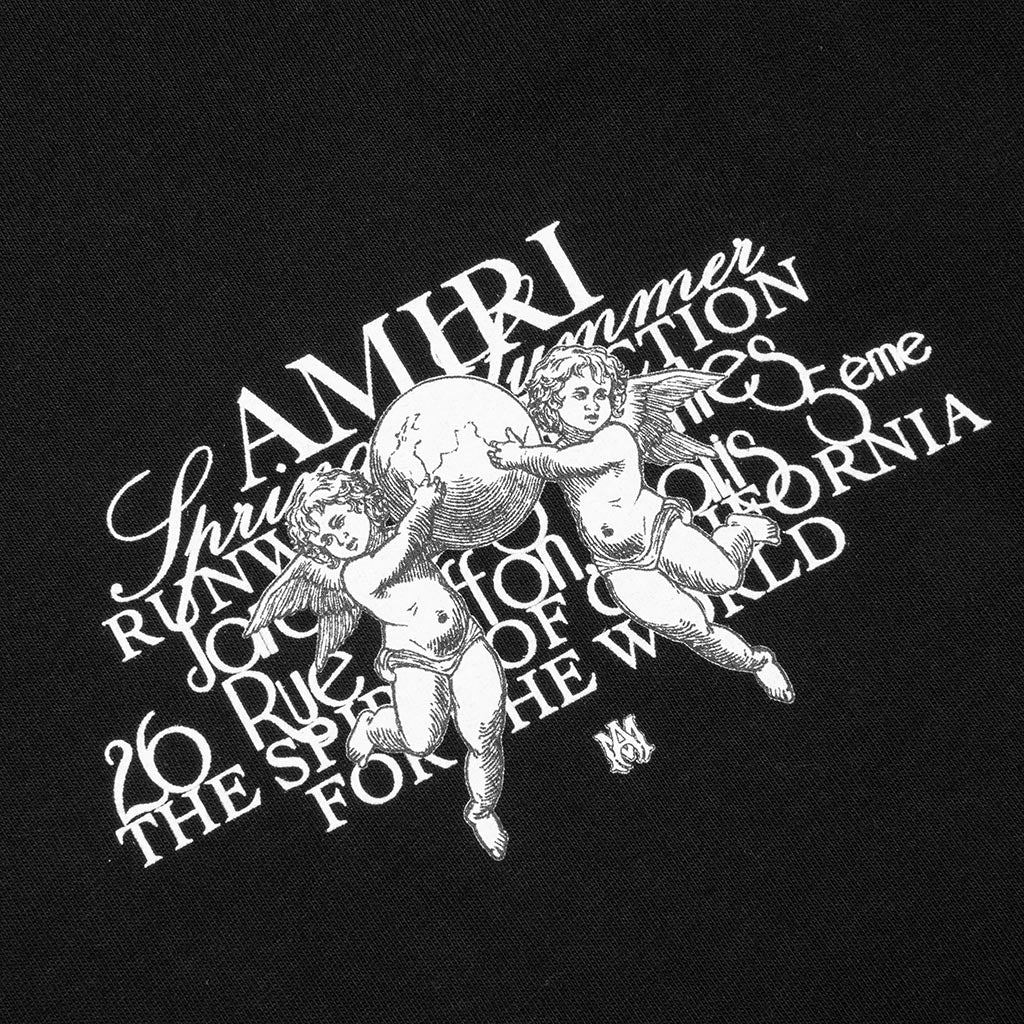 AMIRI CHERUB TEXT BLACK T-SHIRT