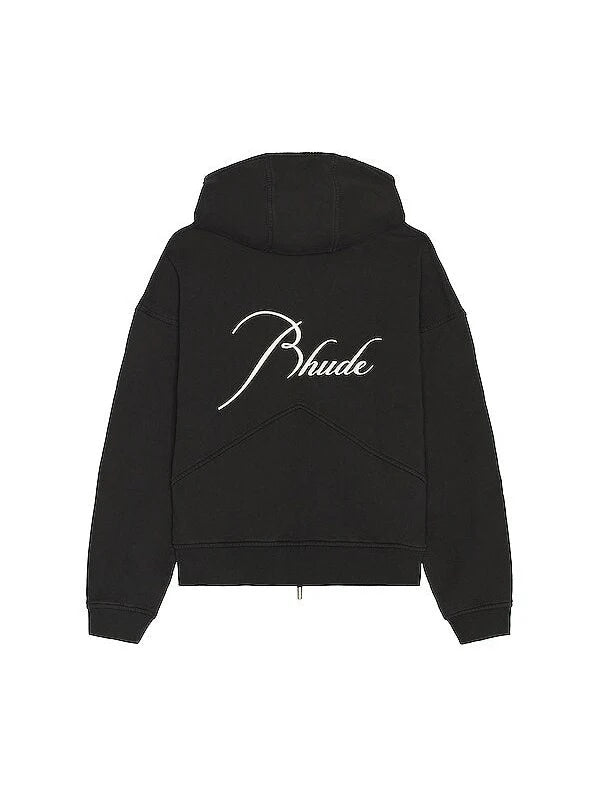 RHUDE EMBROIDERED LOGO BLACK ZIP UP