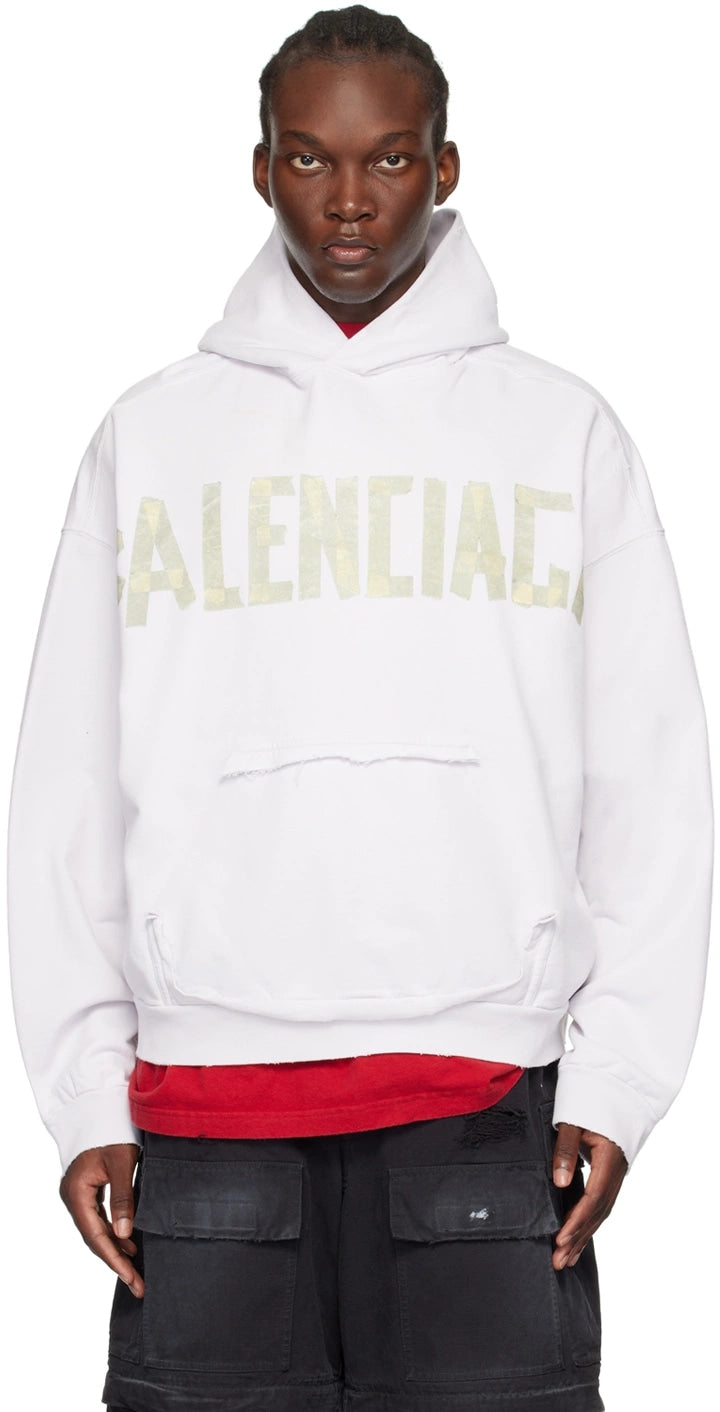 BALENCIAGA TAPE WHITE HOODIE