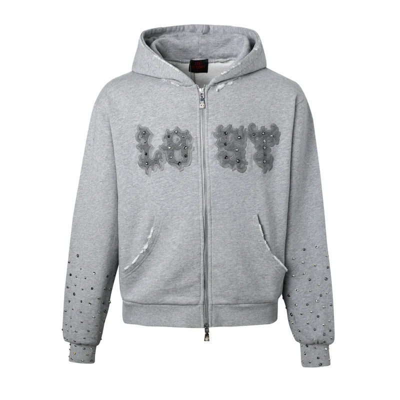 LOST INTRICACY PATCH ZIP UP GREY