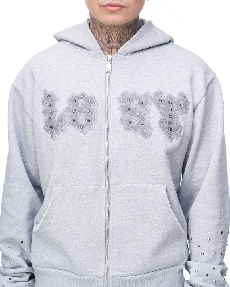 LOST INTRICACY PATCH ZIP UP GREY