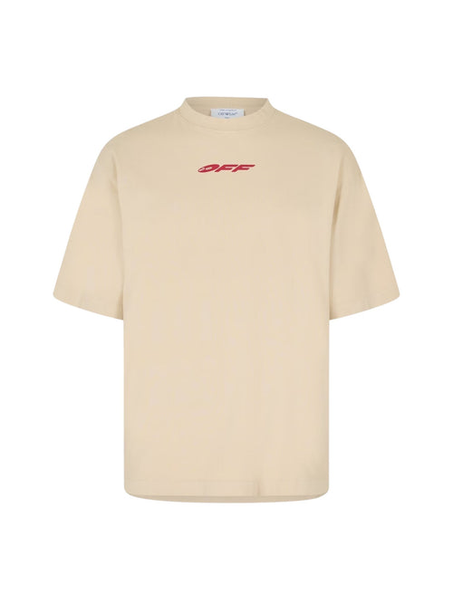 OFF WHITE BEIGE RECORDS LOGO OVERSIZED SKATE TEE