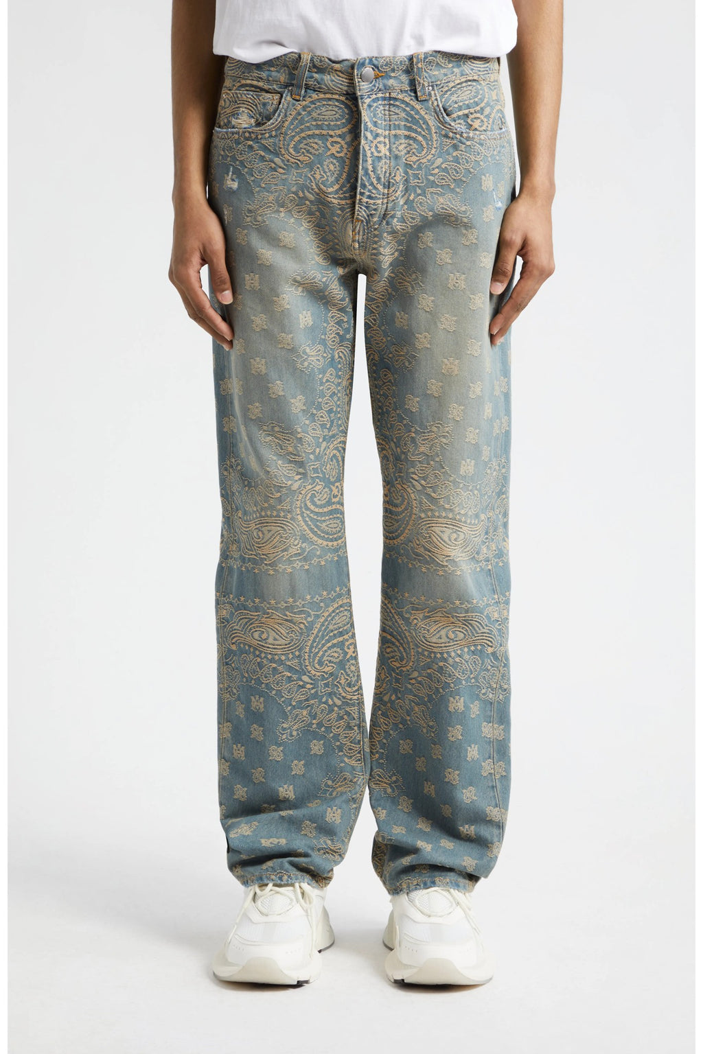 AMIRI BANDANA JACQUARD STRAIGHT LEG JEANS