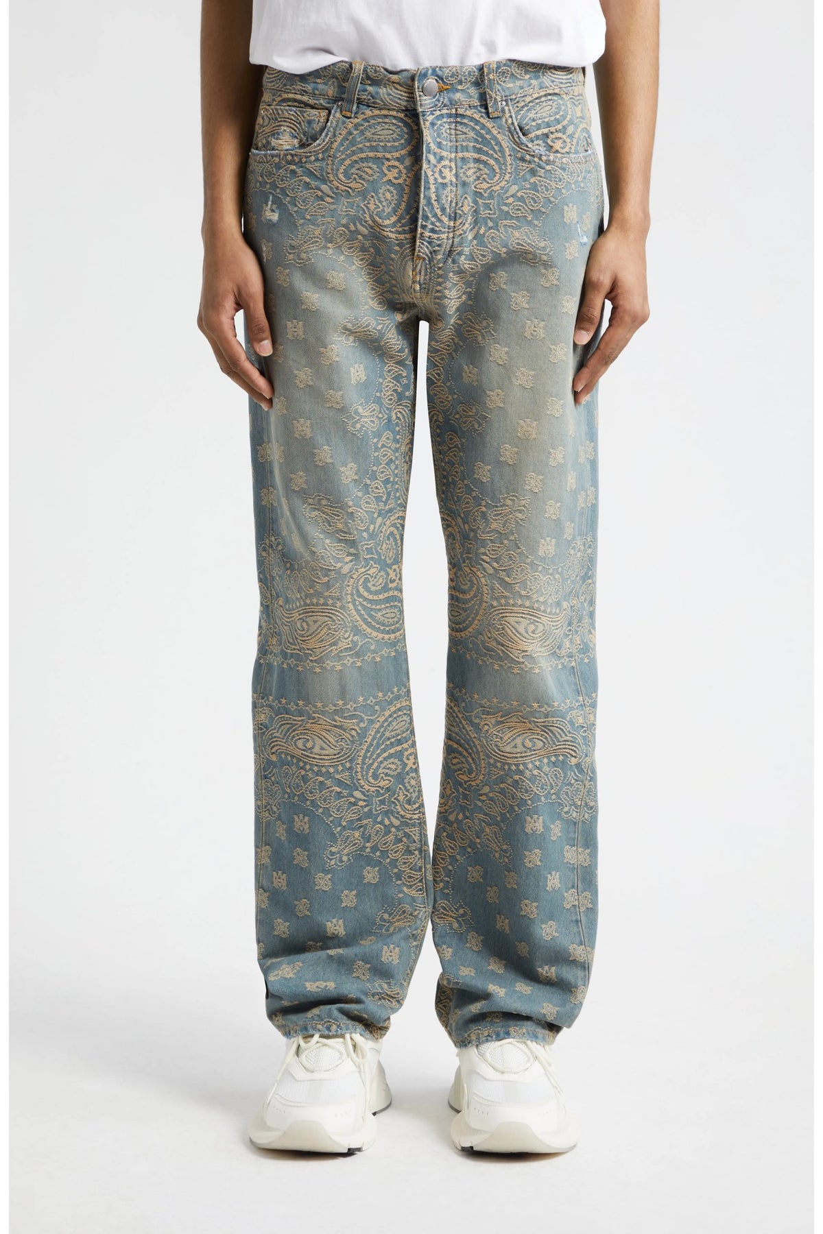 AMIRI BANDANA JACQUARD STRAIGHT LEG JEANS