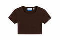 OFF WHITE RIBBED OFF CROP T-SHIRT BROWN