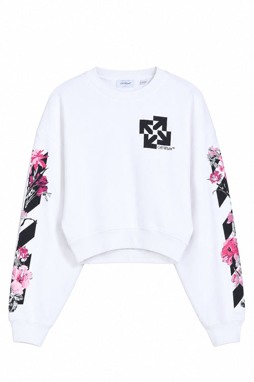 OFF WHITE FLORAL DIAGS CREWNECK WHITE