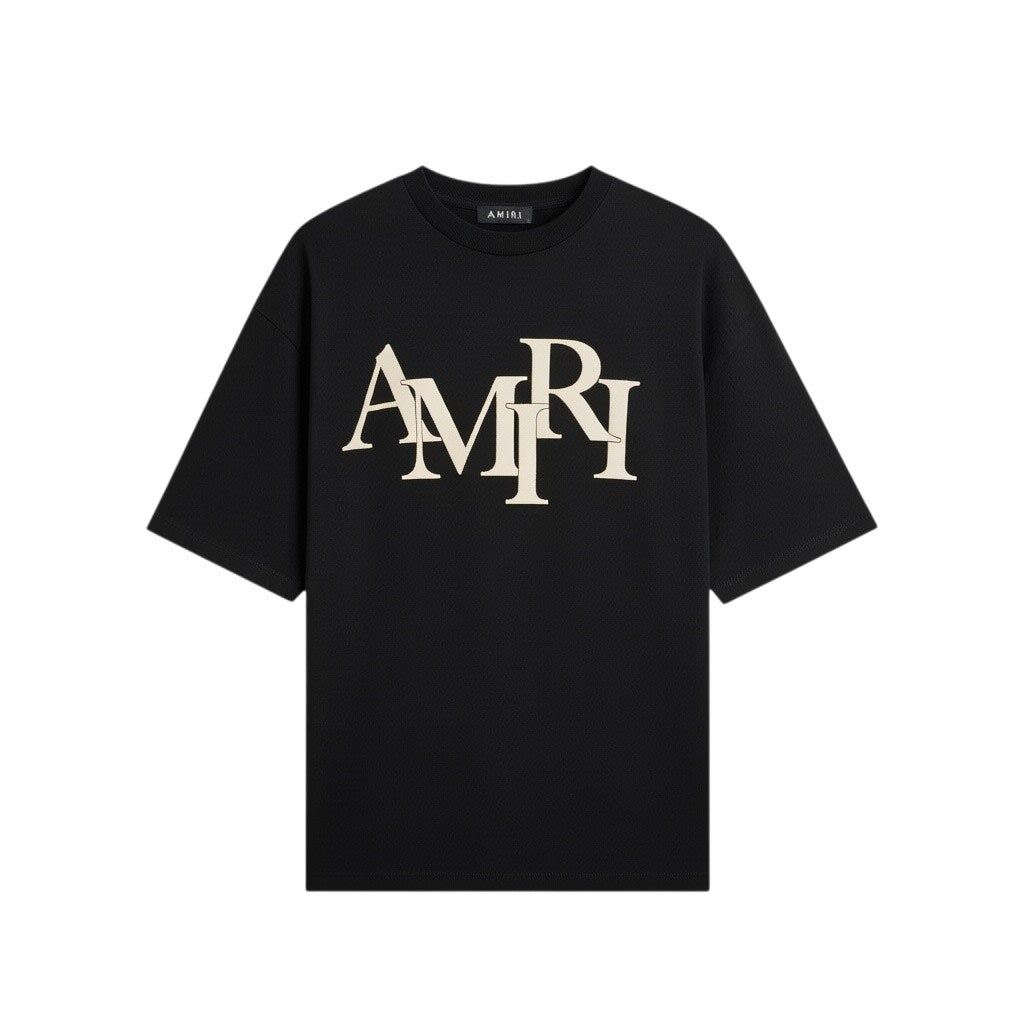 AMIRI STAGGERED LOGO T-SHIRT BLACK