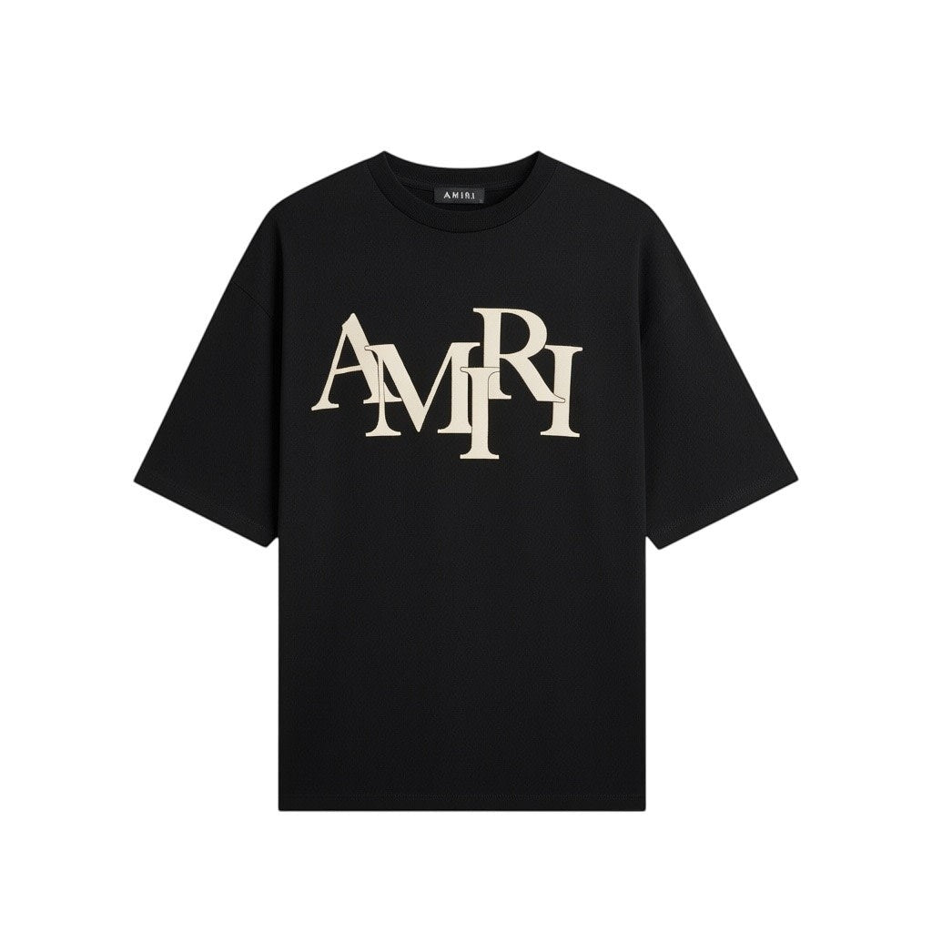 AMIRI STAGGERED LOGO T-SHIRT BLACK