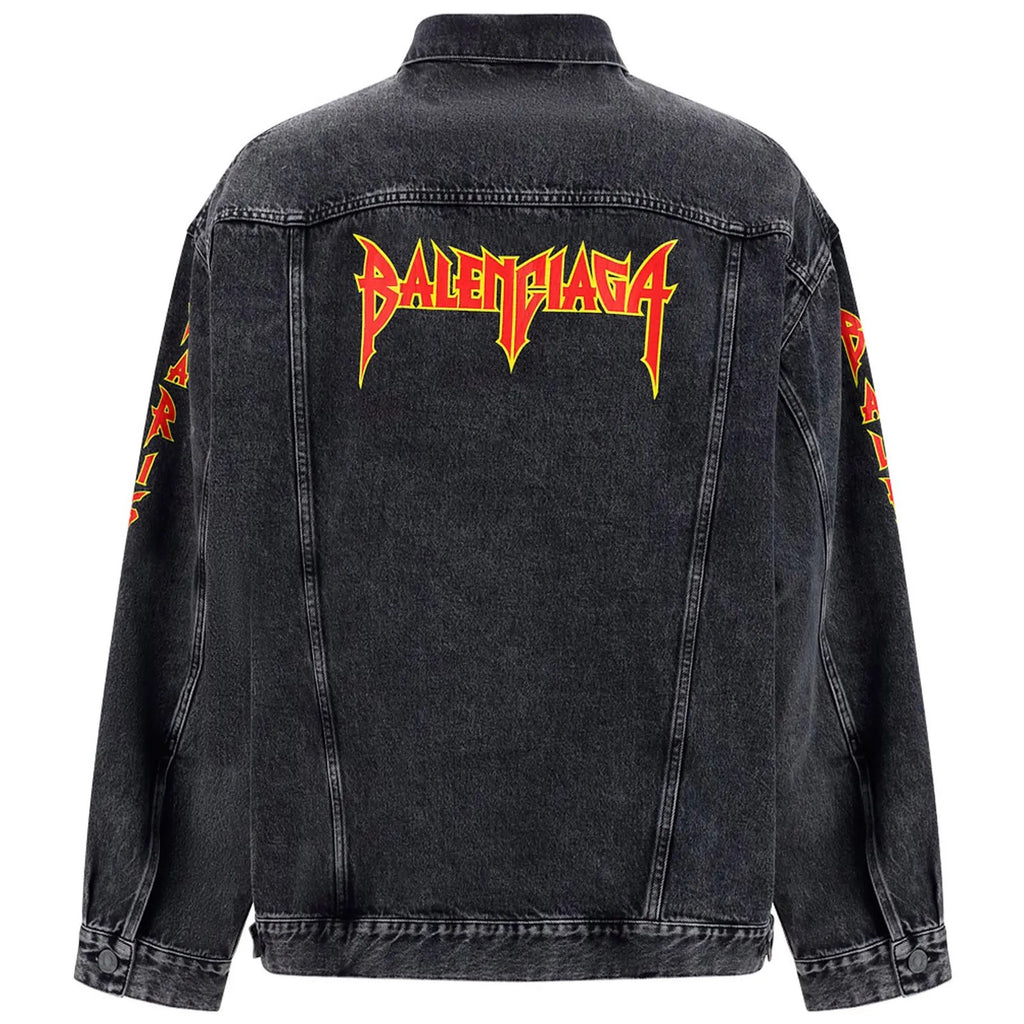 BALENCIAGA METAL BACK LOGO DENIM OVERSIZED JACKET