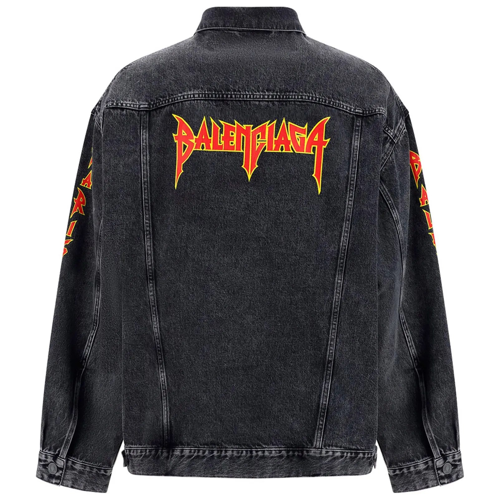 BALENCIAGA METAL BACK LOGO DENIM OVERSIZED JACKET