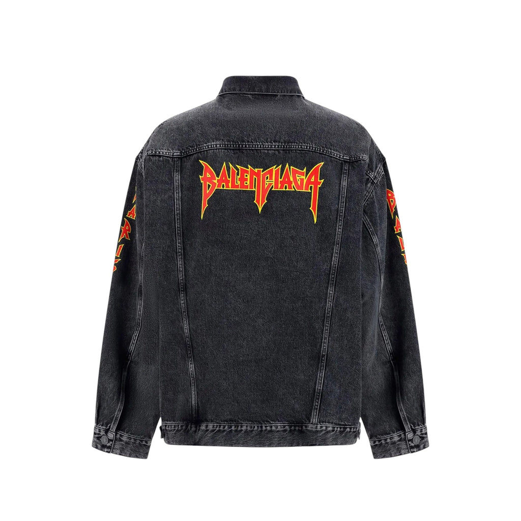 BALENCIAGA METAL BACK LOGO DENIM OVERSIZED JACKET