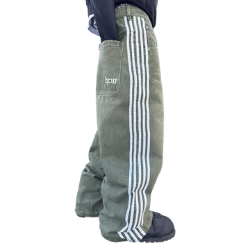 HCW TRACK JEANS GREEN WHITE