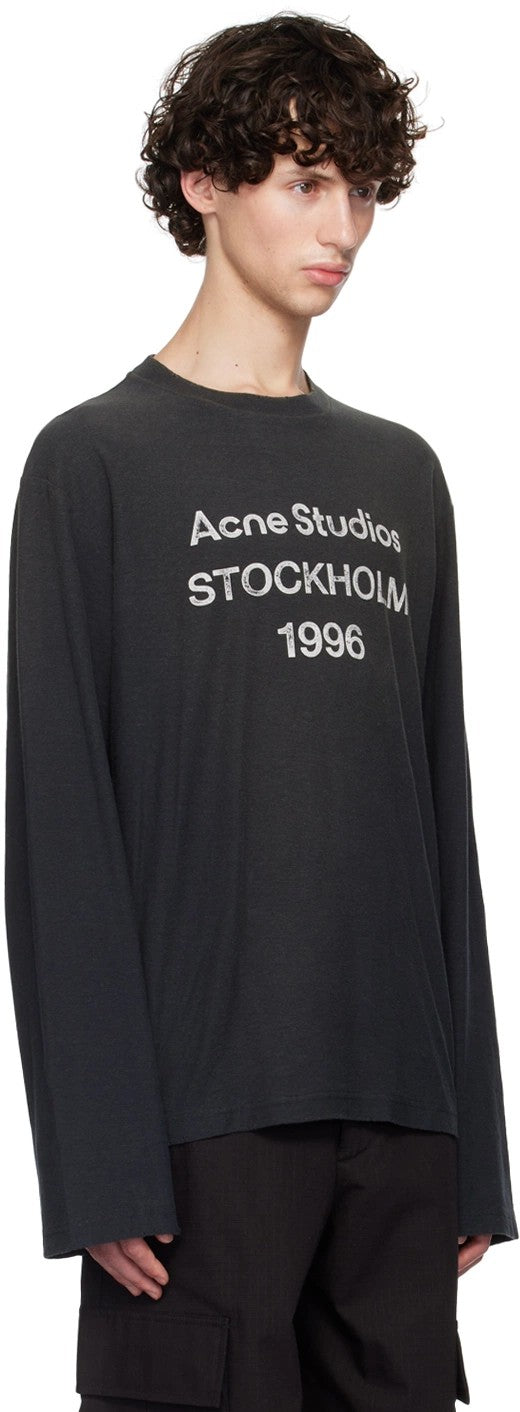 ACNE STUDIOS SPRAYED FADED BLACK 1996 LOGO T-SHIRT LONG SLEEVE