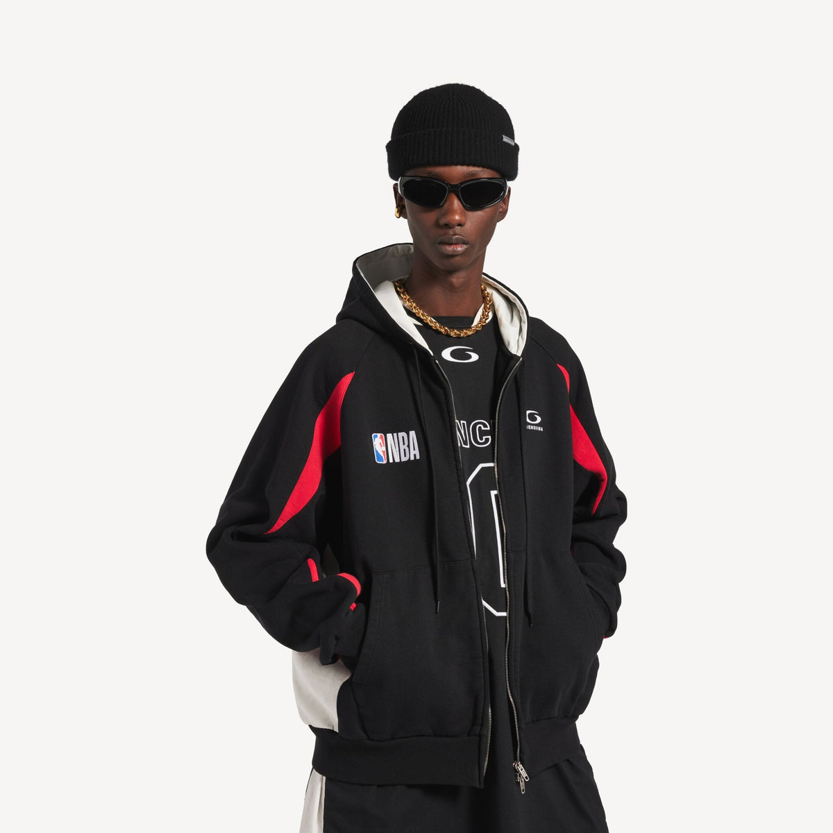 BALENCIAGA X NBA ZIP UP JACKET BLACK