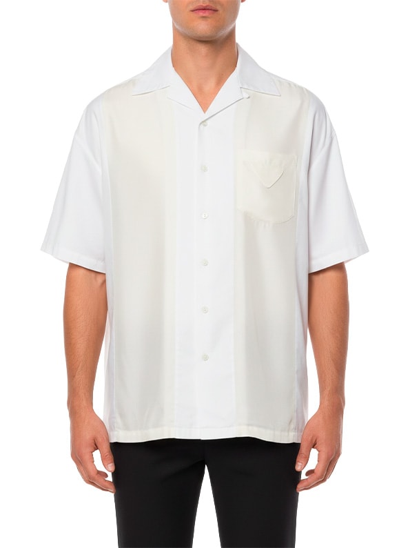 PRADA CAMP COLLAR SHIRT WHITE POCKET