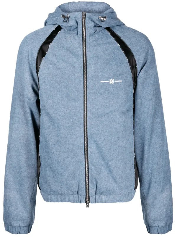 AMIRI LOGO PRINT DENIM TRACK JACKET