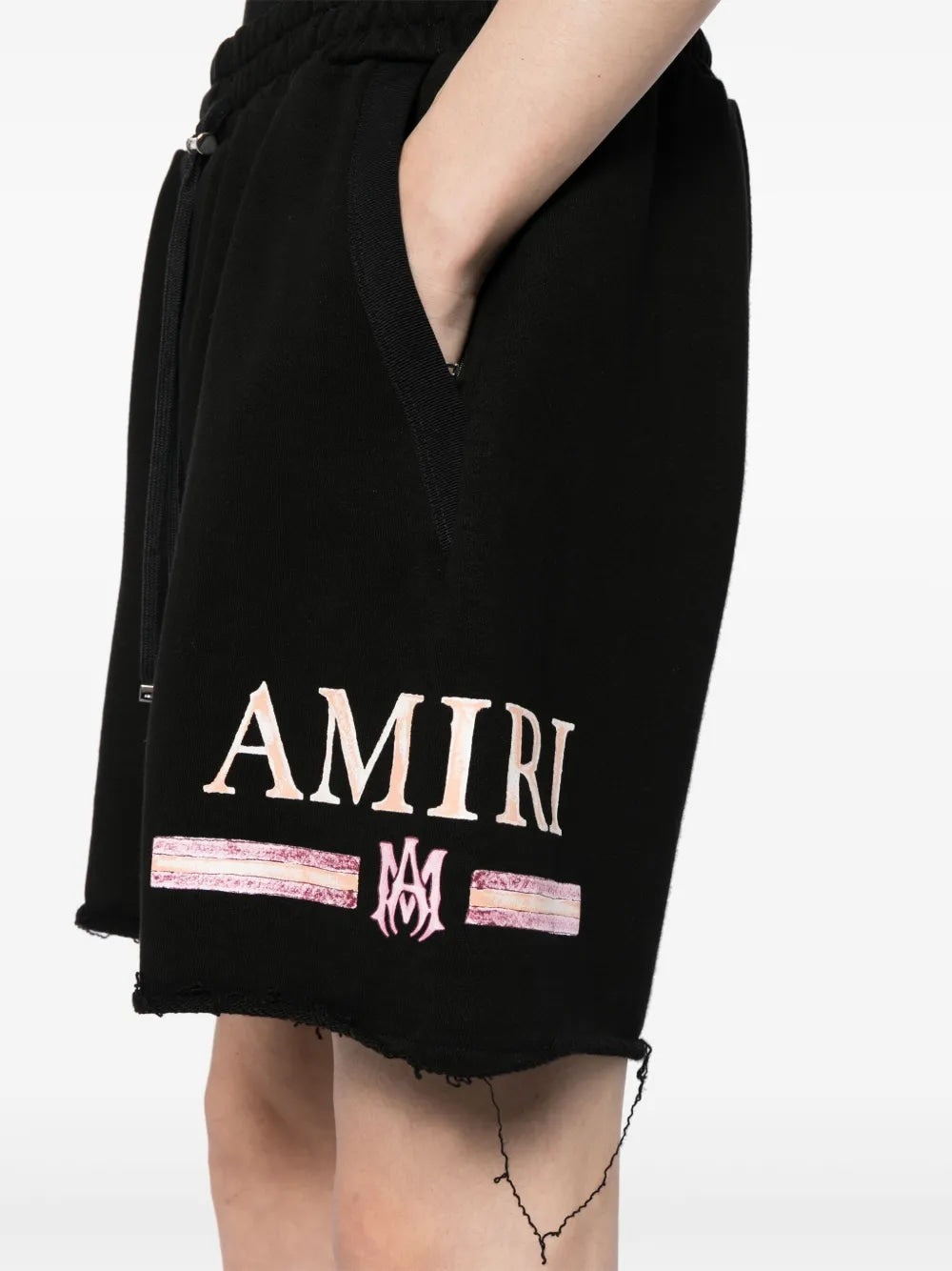AMIRI BLACK & WATERCOLOR MA BAR LOGO SHORTS BLACK