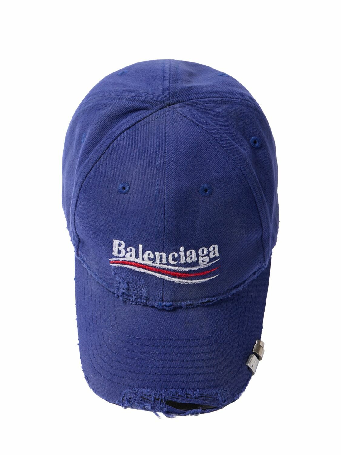 BALENCIAGA POLITICAL COTTON DRILL HAT BLUE