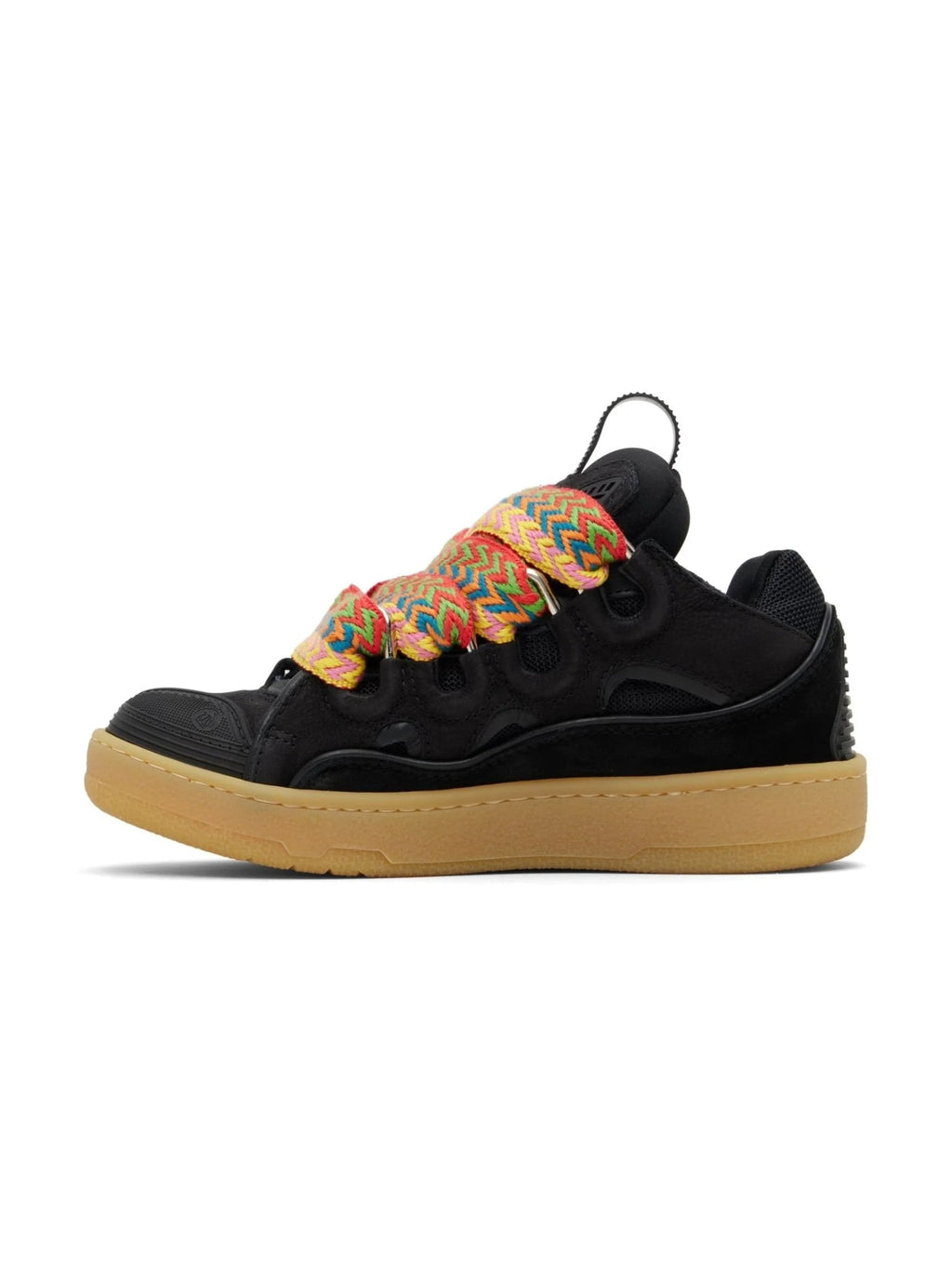 LANVIN CURB SNEAKERS BLACK ORANGE GLITTER