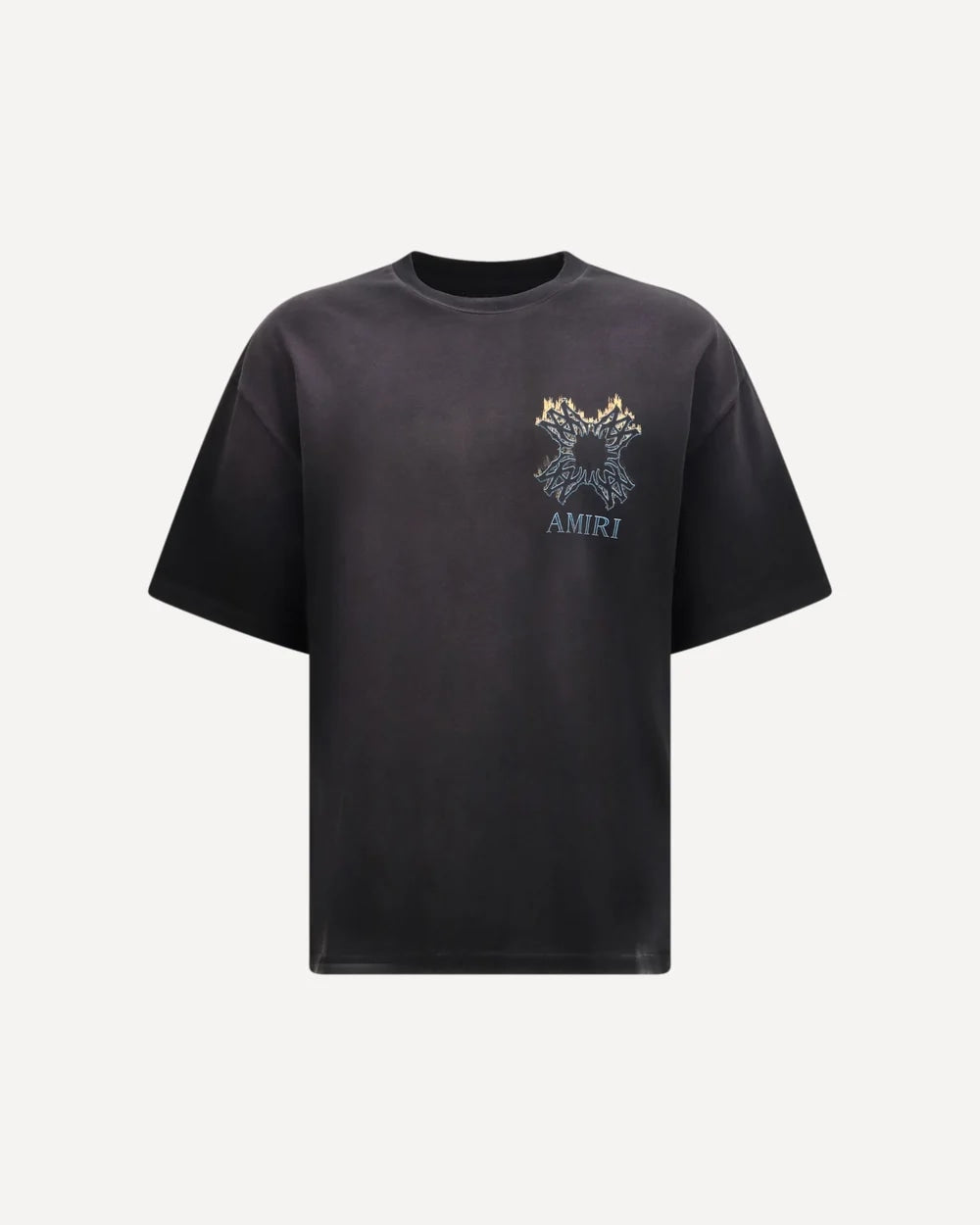AMIRI MA QUAD FLAMES T-SHIRT WASHED BLACK